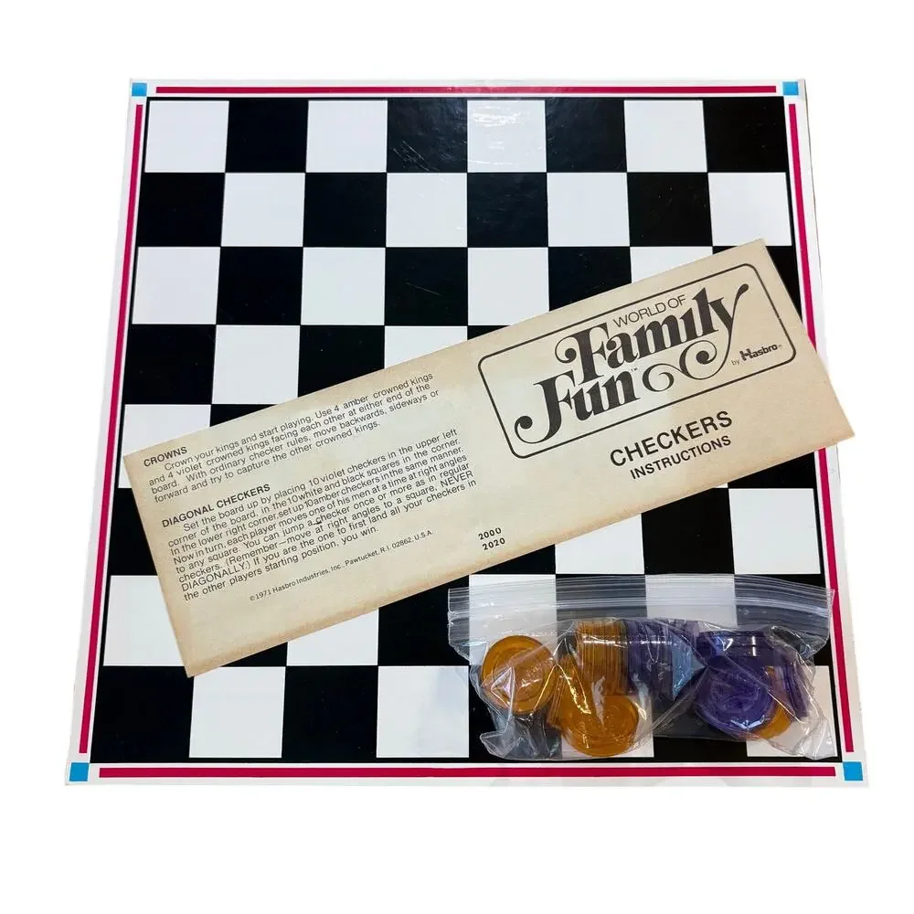 Vintage 1973 Board Game Lot - Hasbro Checker Set & Deluxe Backgammon Retro‎ 70s